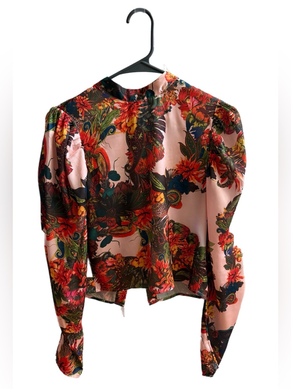 H&M Pink Floral Puff-Sleeve Blouse